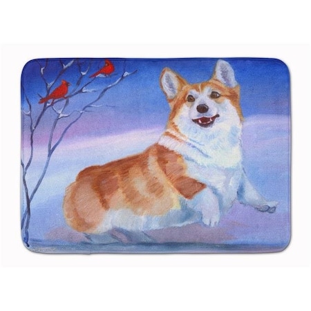 Jensendistributionservices Corgi Snow Cardinal Machine Washable Memory Foam Mat MI225816